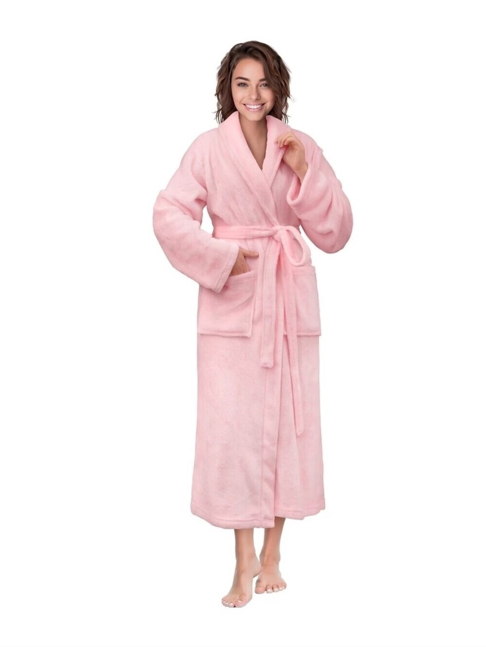 Pavilia Women Soft Robe Lightweight Spa House Shower Bathrobe Long Fleece Ladies